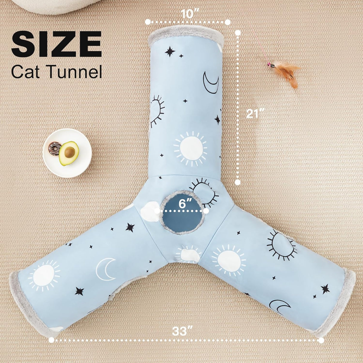 Túnel para Gatos Love's Cabin 3 Vías con Juguetes y Agujeros
