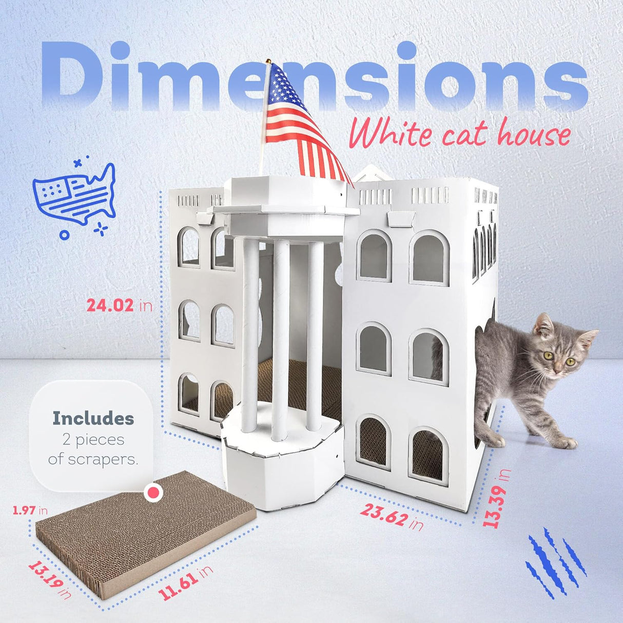 Casa de cartón para gatos - Marca: [Tu Marca] - Incluye rascadores y catnip