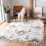 Alfombra de área tipo shag con borlas, diseño bohemio, modelo MTS688F