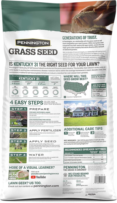 Semilla de Césped Tall Fescue Pennington 31, 20 lb, Resistente