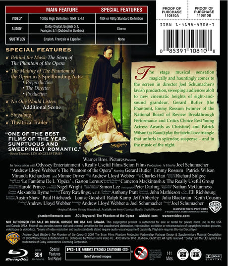 The Phantom of the Opera [Blu-ray]