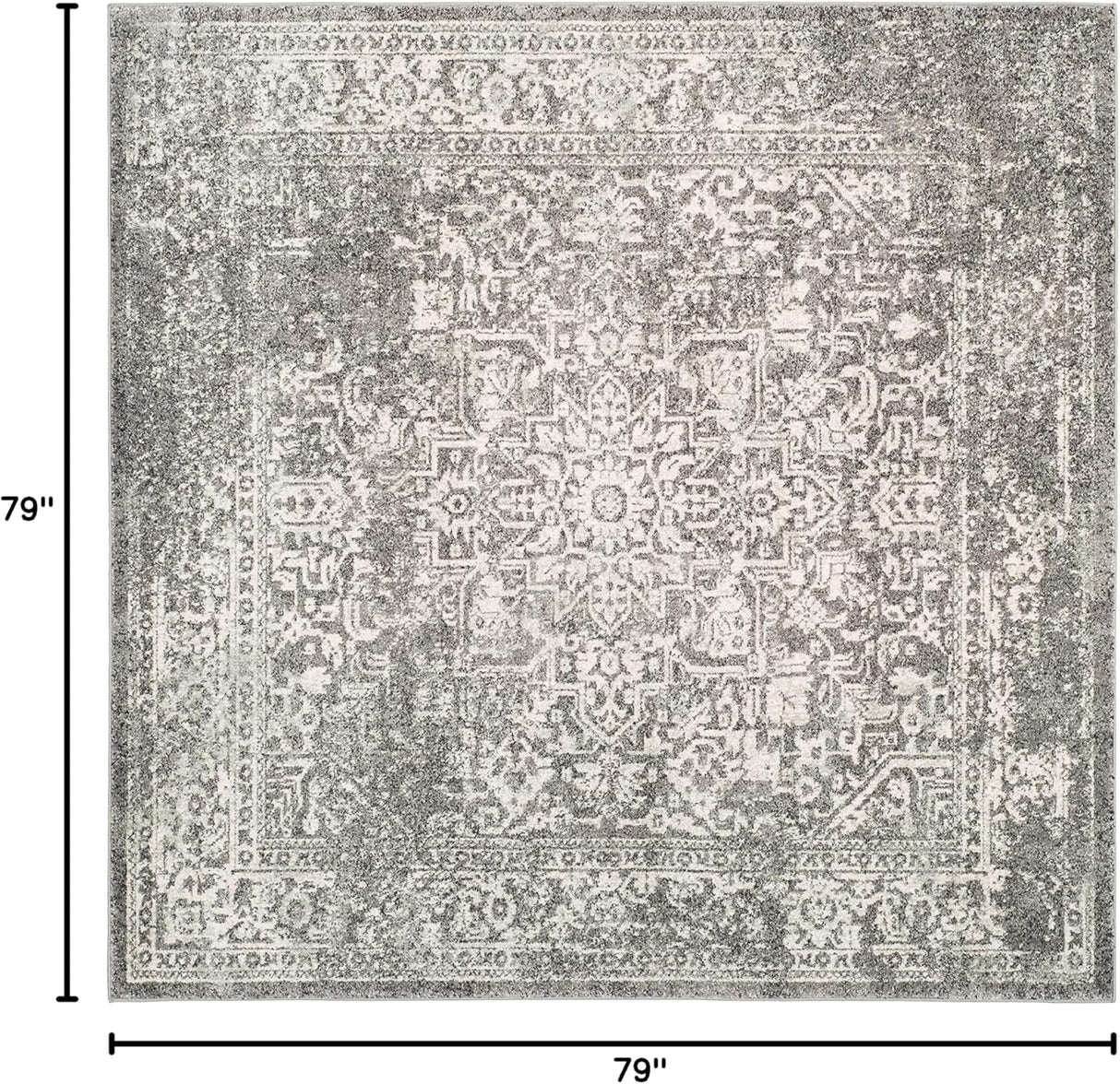 Alfombra de Área Cuadrada, Diseño Oriental, Fácil Cuidado, EVK256D