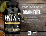 Suplemento de aceite MCT puro  360 cáp  3000 mg energía Keto