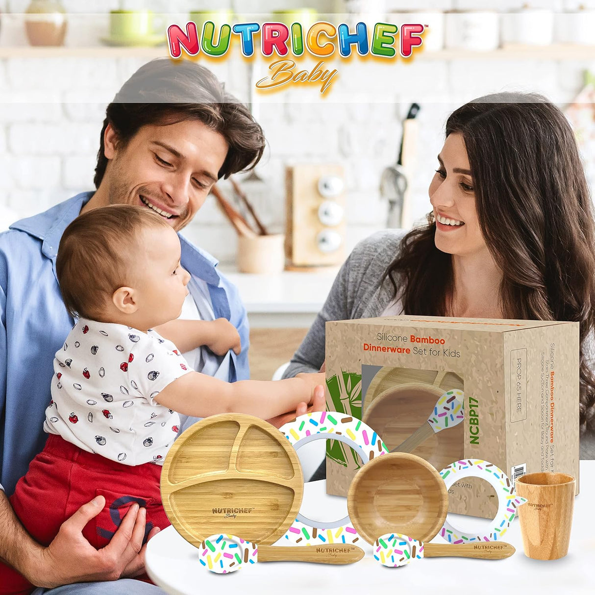 Juego de vajilla de bambú para bebé NutriChef NCBPS17