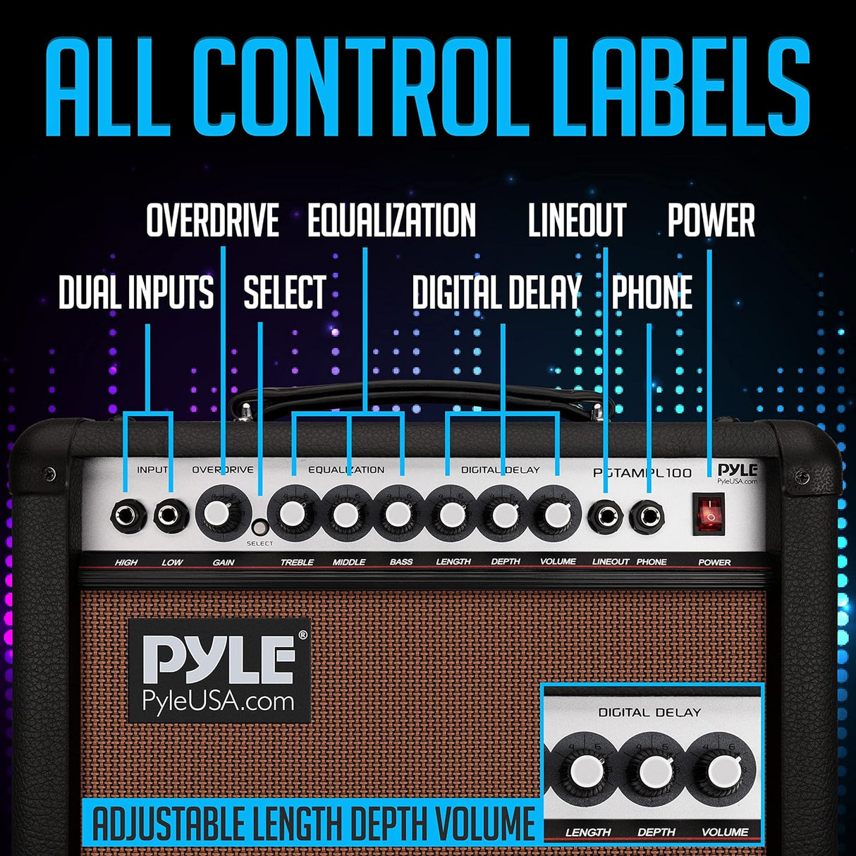 Amplificador de guitarra eléctrica PYLE-PRO PGTAMPL100