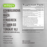 Viteey Ashwagandha 5000mg, Maca, Fenugreek, D3, Tongkat 60 cápsulas