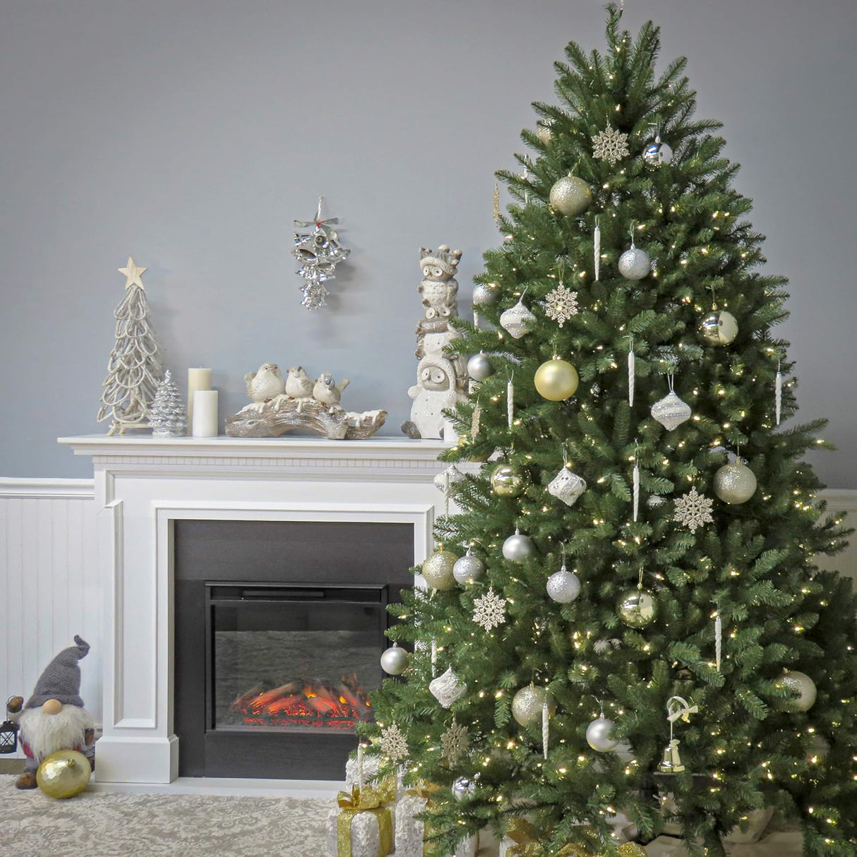 Árbol de Navidad artificial preiluminado, modelo Dunhill Fir