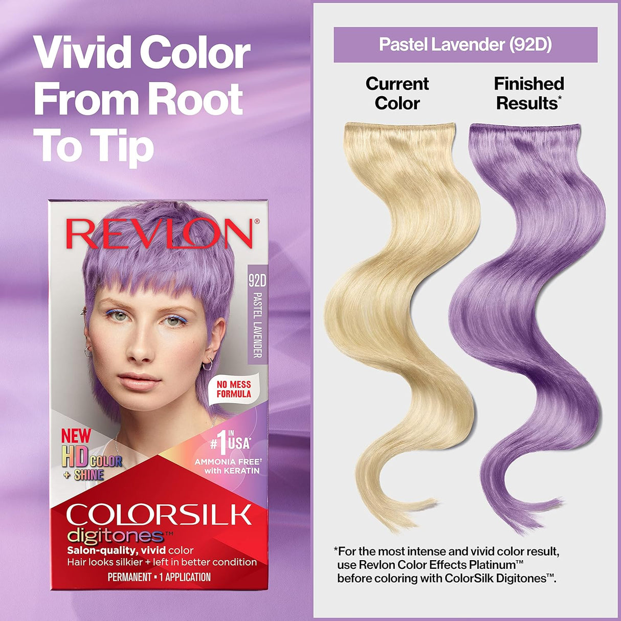 Coloración permanente para cabello, lavanda pastel 92D