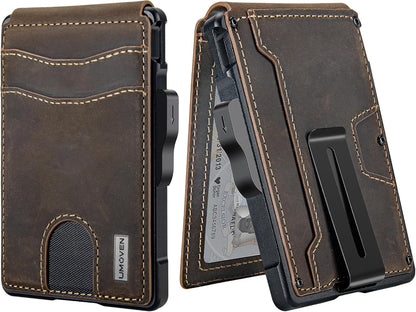 Billetera Slim Umoven para Hombre con Clip y Protección RFID