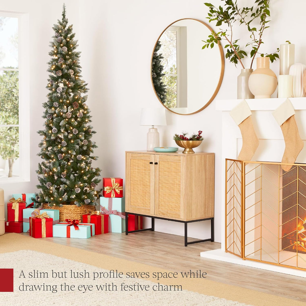 Árbol de Navidad 7.5ft Best Choice Products, Flocked, Modelo Slim