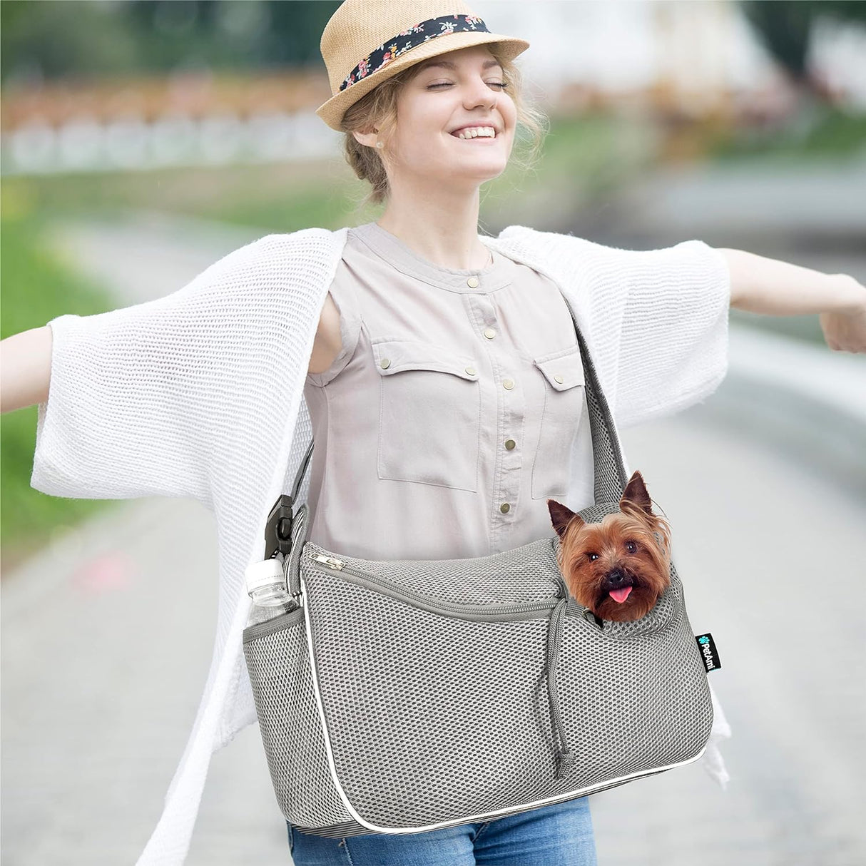 Sling Carrier para Perros Pequeños PetAmi, Ajustable y Transpirable
