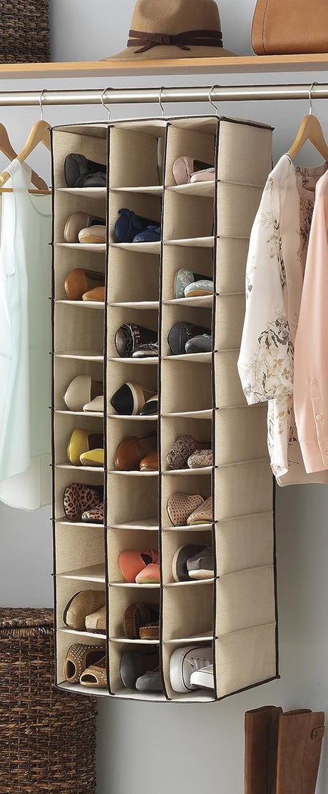 Estantes colgantes para zapatos, 30 secciones, modelo marrón