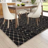 Alfombra de yute tribal de 5 x 7 pulgadas, Negro Lahome