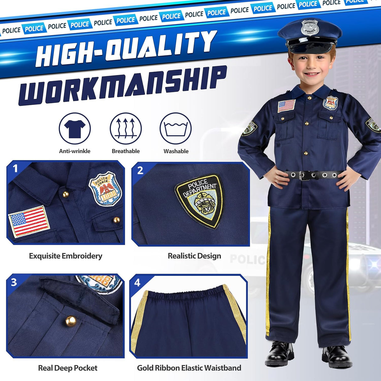 Disfraz de Policía para Niños Joycover - Halloween, Juego de Roles