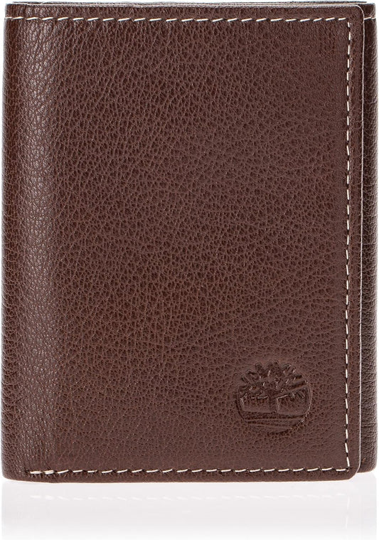 Billetera de cuero trifold para hombre Timberland con ventana ID