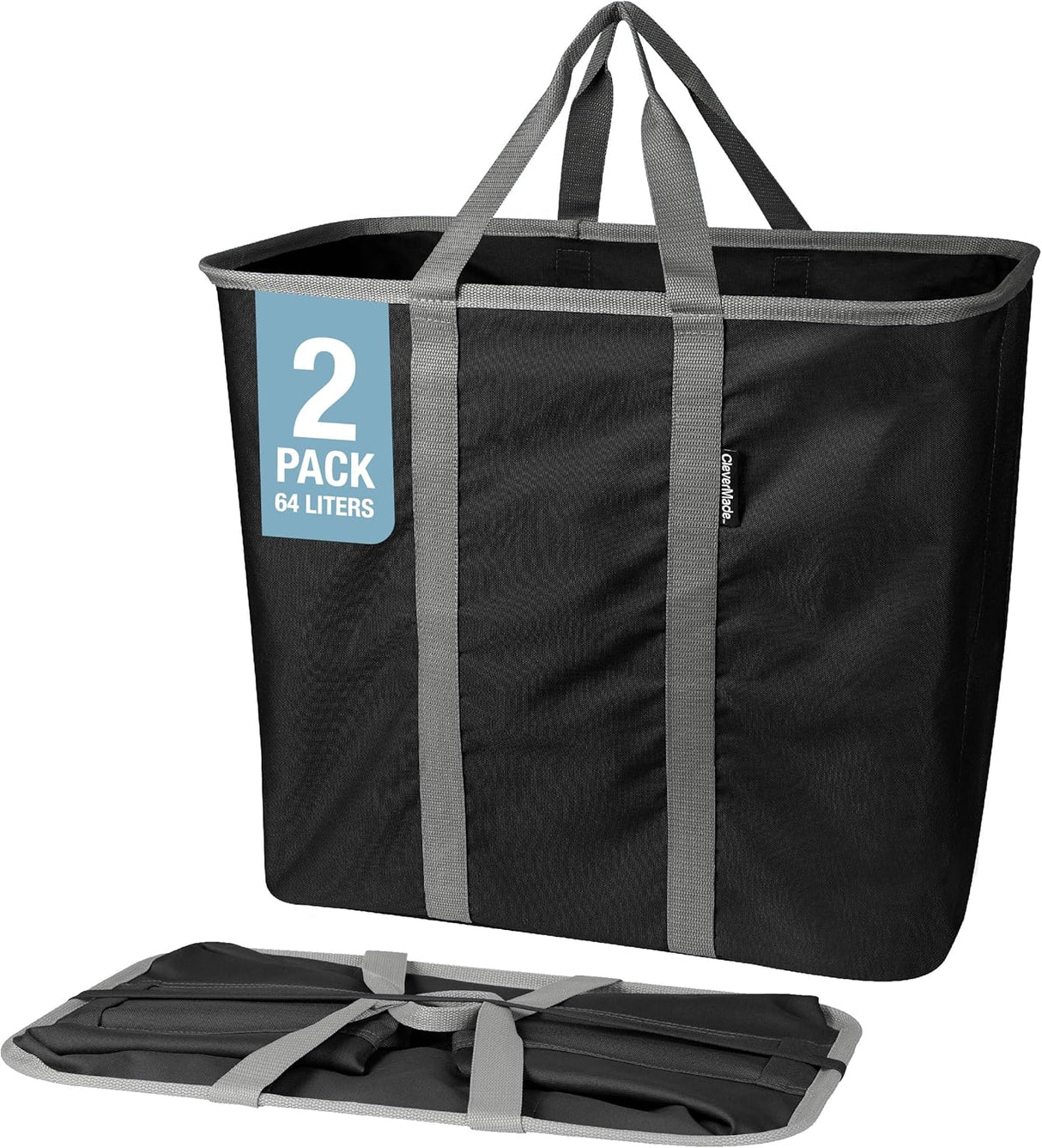 Cesta de lavandería plegable CleverMade, 64L, 2PK, marco robusto
