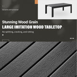 Solaste Juego de muebles de aluminio para patio, 5 piezas, moderno juego de conversación al aire libre, sofá seccional con cojín mejorado y mesa auxiliar, marco negro y cojín azul