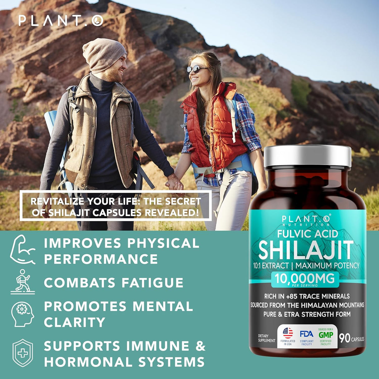 Shilajit Himalayo Puro para Hombre y Mujer 10,000mg 90 cápsulas