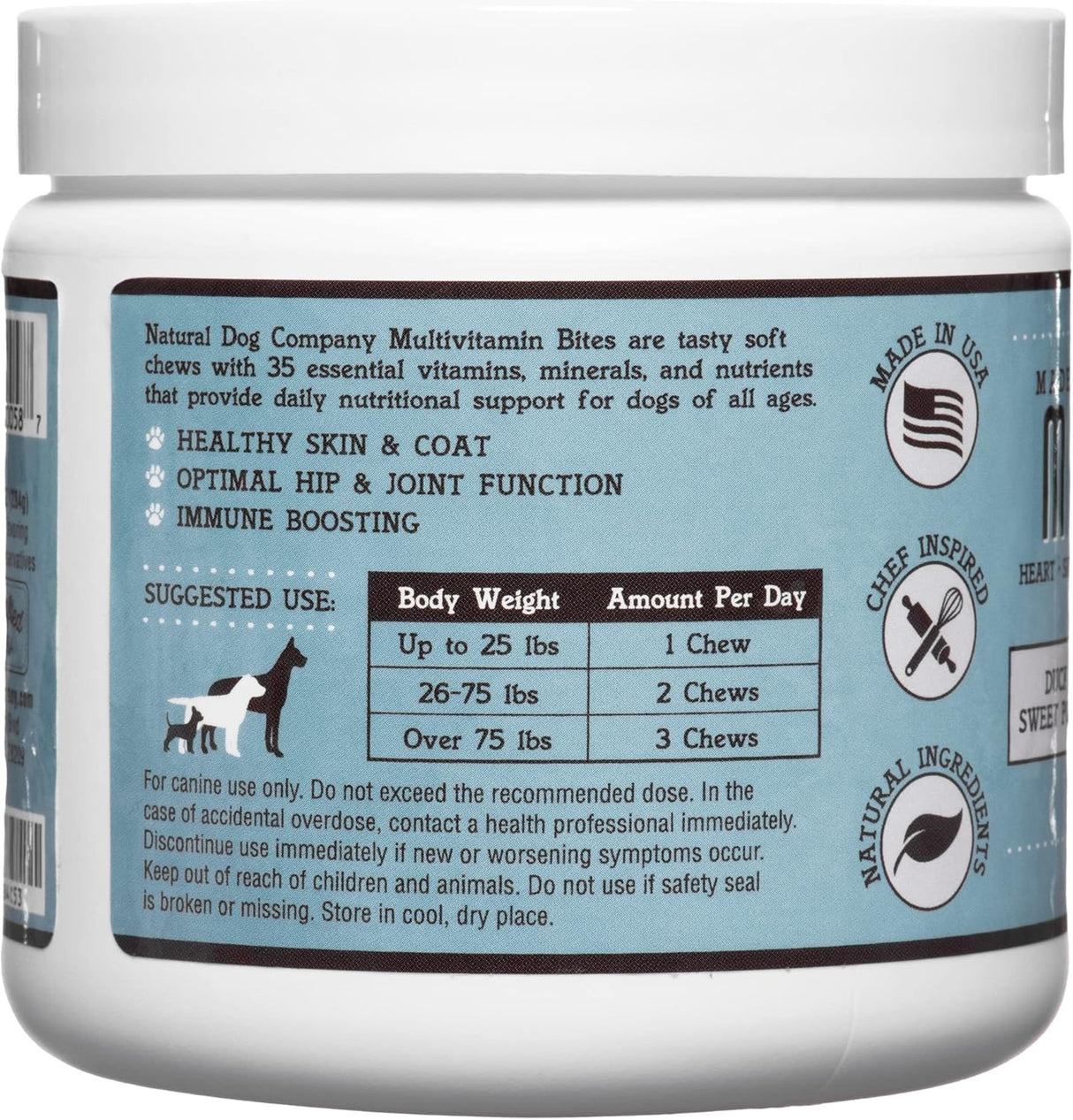 Vitaminas y suplementos para perros Sabor a pato y batata