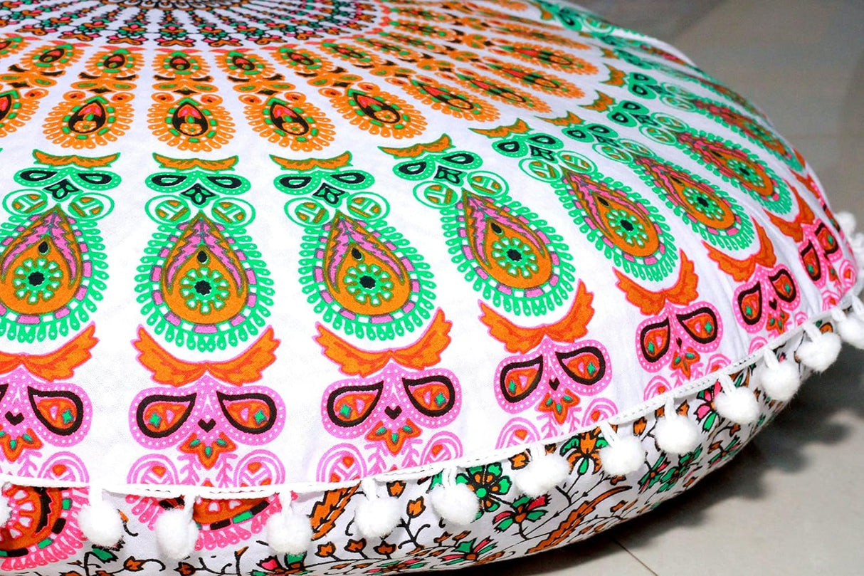 Cojín redondo grande para el suelo, funda otomana, almohada para meditación, cojín de suelo para adultos, puf otomano, fundas de tiro otomano, muebles de sala de manualidades, funda de 22 pulgadas