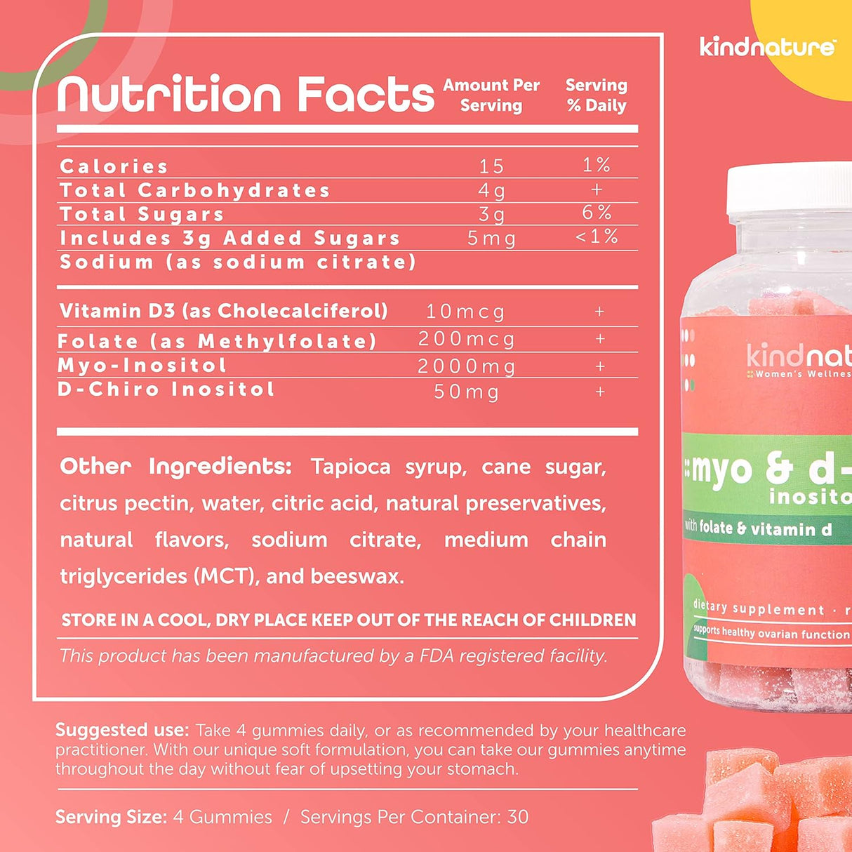 Suplemento Gomitas de mio-inositol y D-Chiro inositol folato