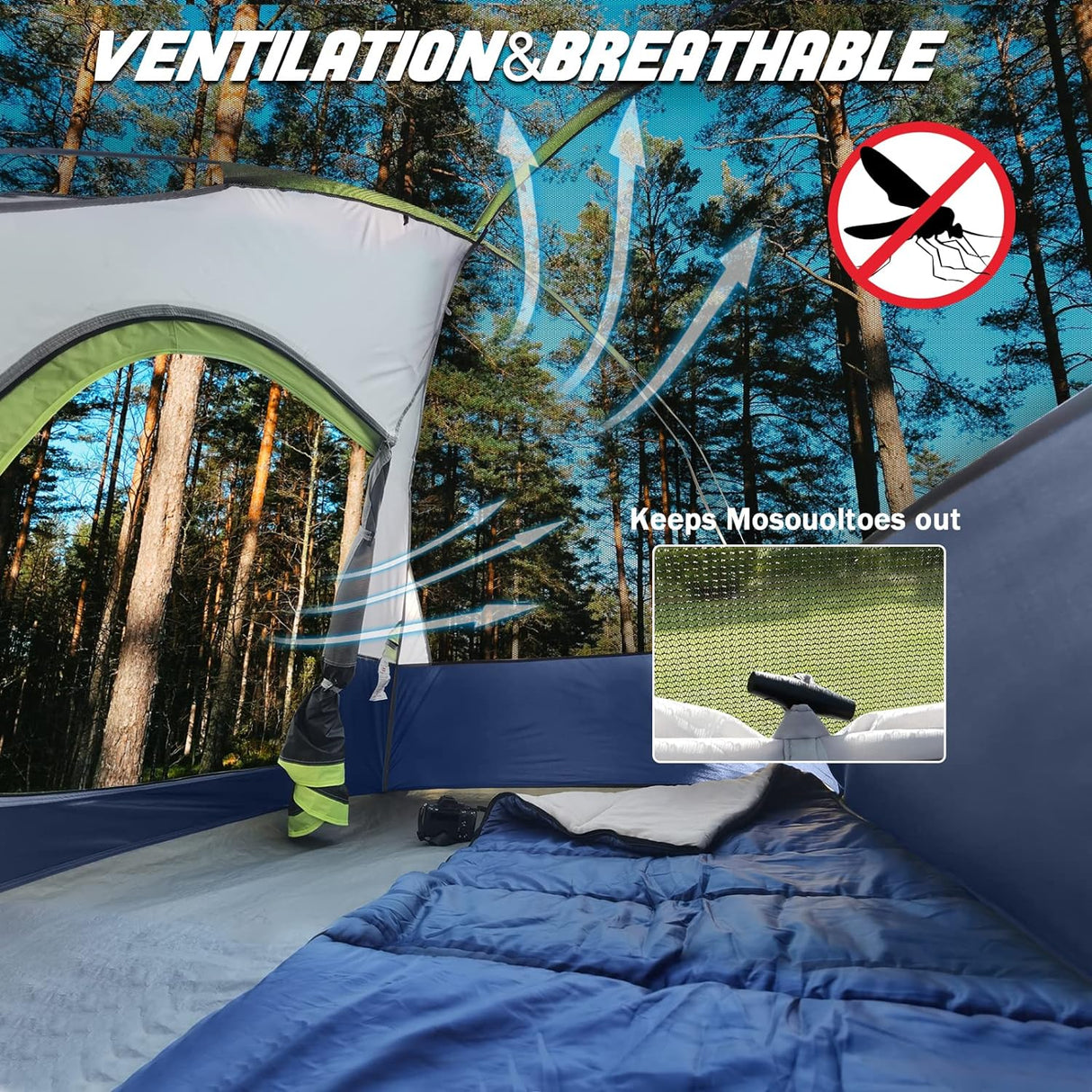 Tienda de Camping 2 Personas, Impermeable y Resistente - Modelo X