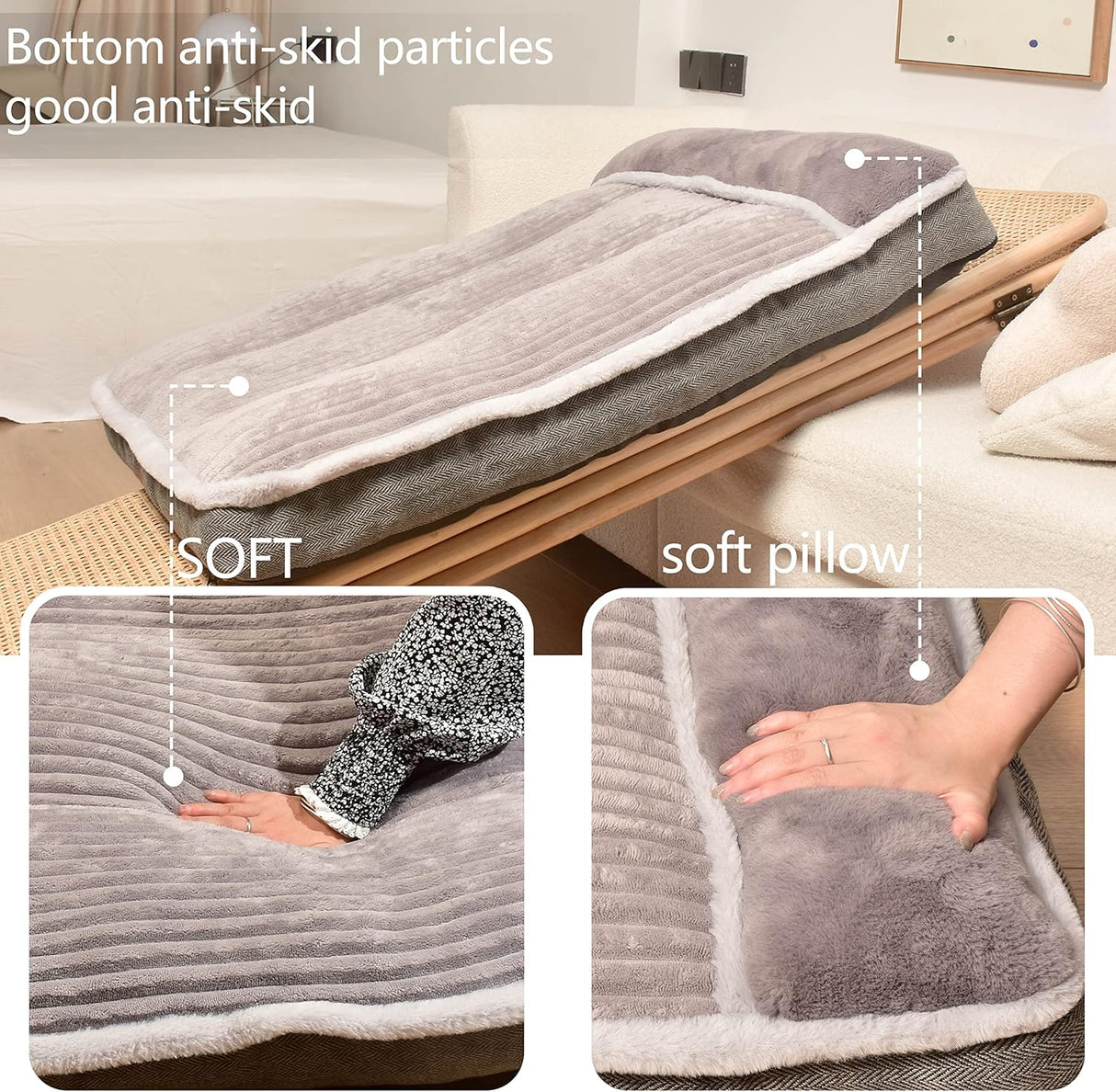 Cama Grande para Perro con Almohada, Suave, Modelo X123