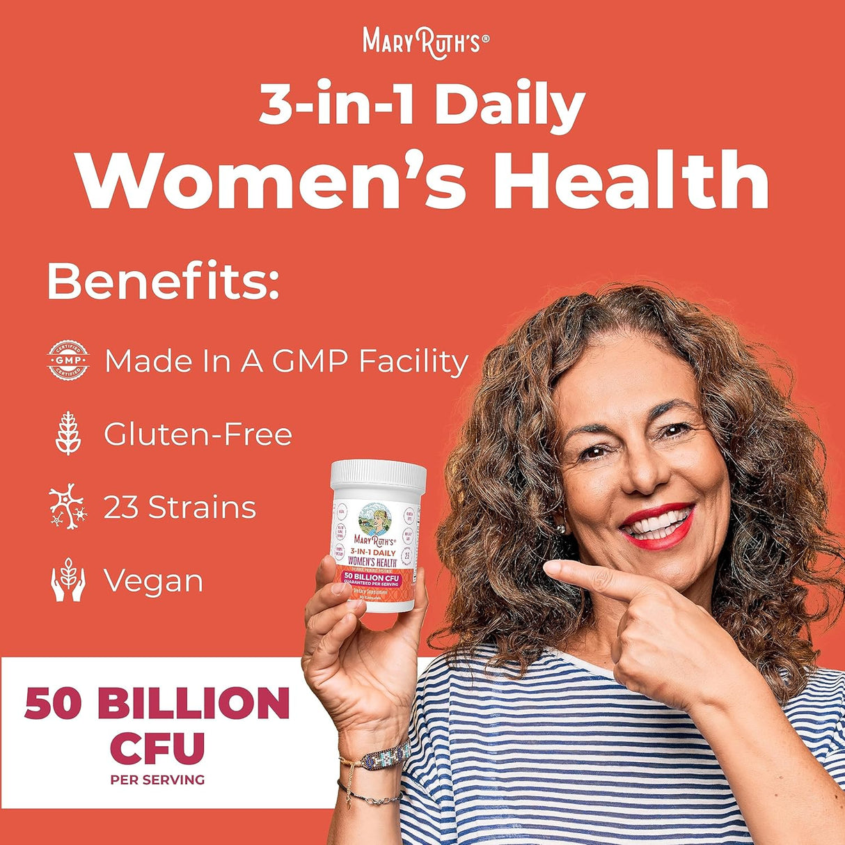 Probióticos de salud diaria 3 en 1 para mujeres MaryRuth's