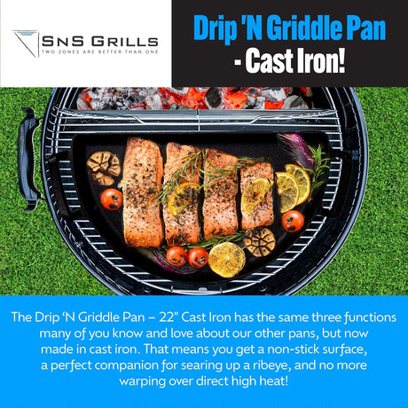 Sartén Drip 'N Griddle SnS Grills 3 en 1, 22 para parrillas