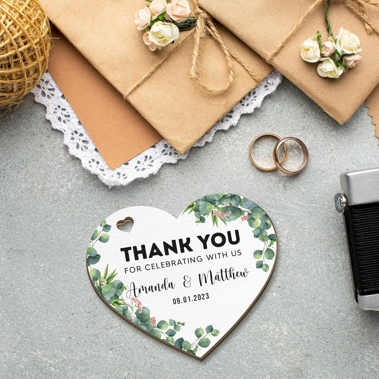 Adornos de Agradecimiento Personalizados para Bodas y Eventos