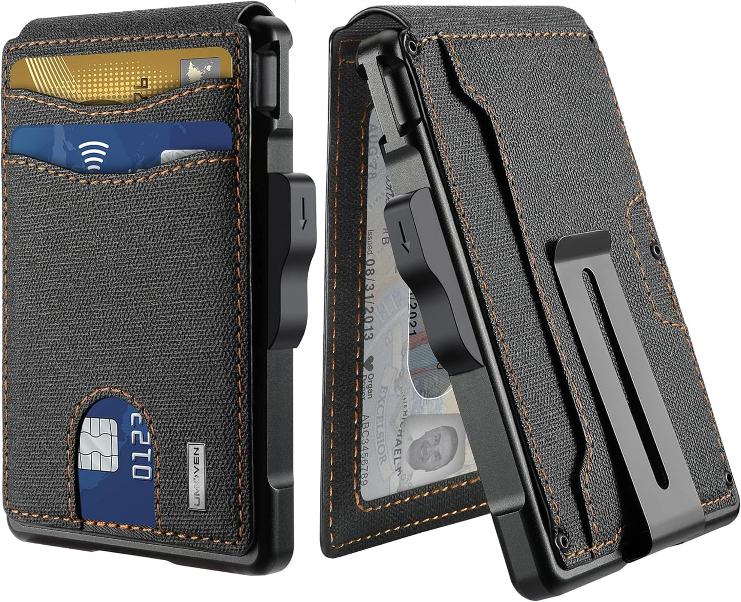 Billetera Umoven para Hombre - RFID, Bifold, con Clip y Slots