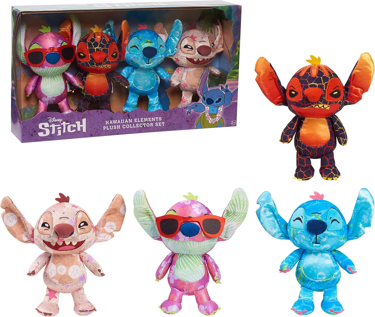 4 mini Peluches de coleccionista de Stitch en felpa