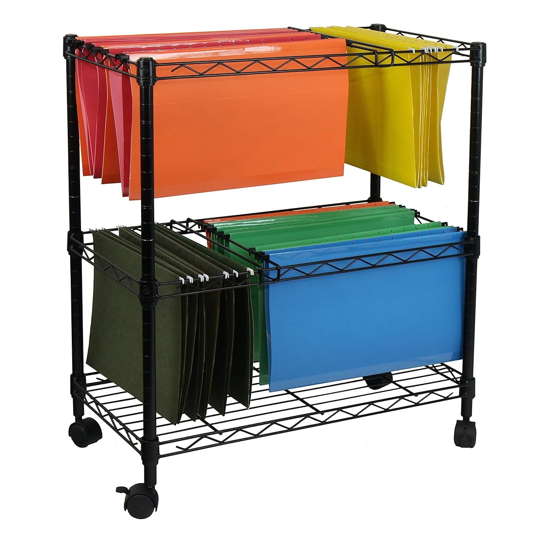 Carro organizador portátil con ruedas giratorias 2 niveles