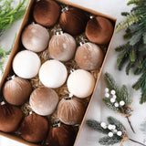 Adornos navideños de terciopelo - 15pcs, shatterproof, 80mm