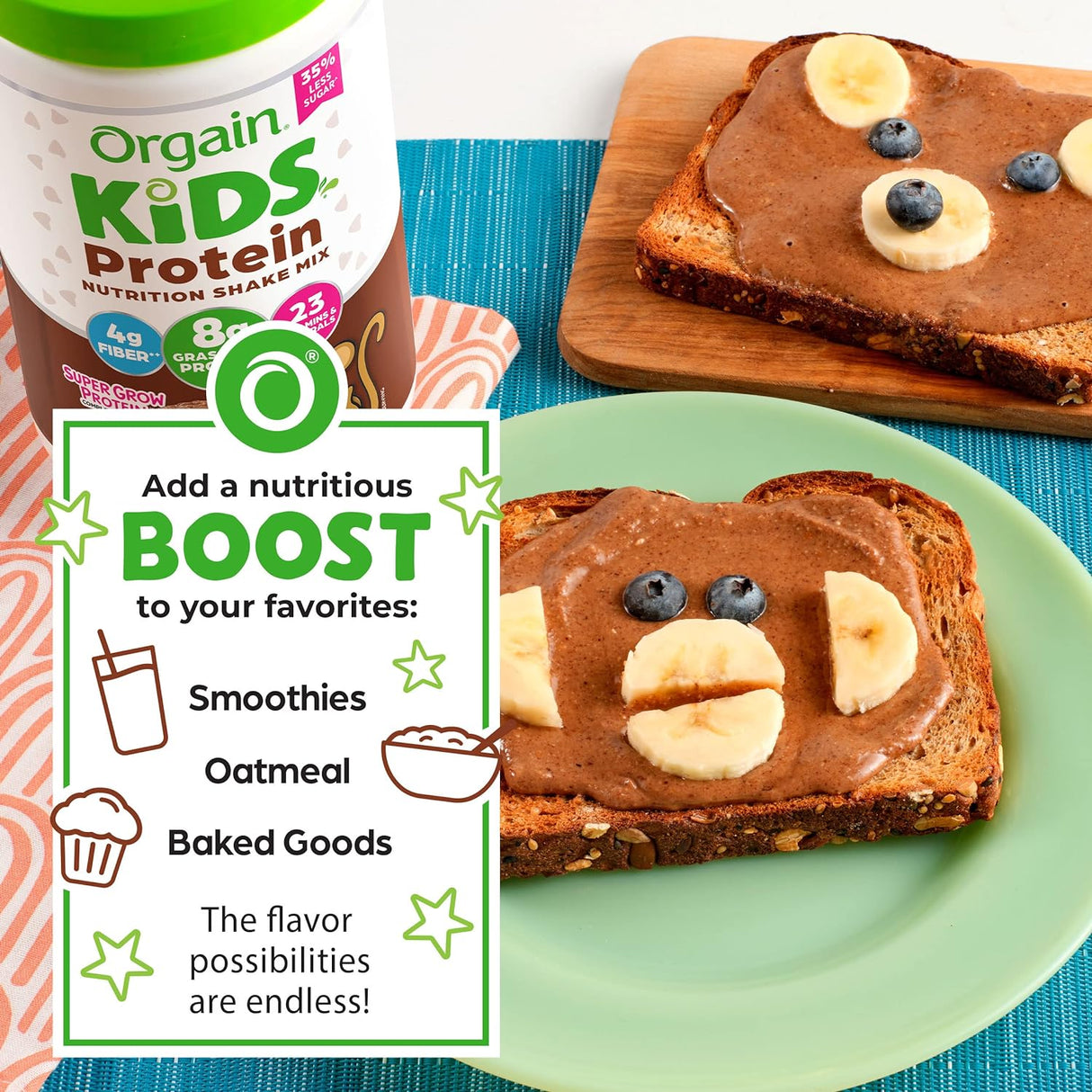 Batido en Polvo Orgain Kids, 8g Proteína, 23 Vitaminas, 1lb