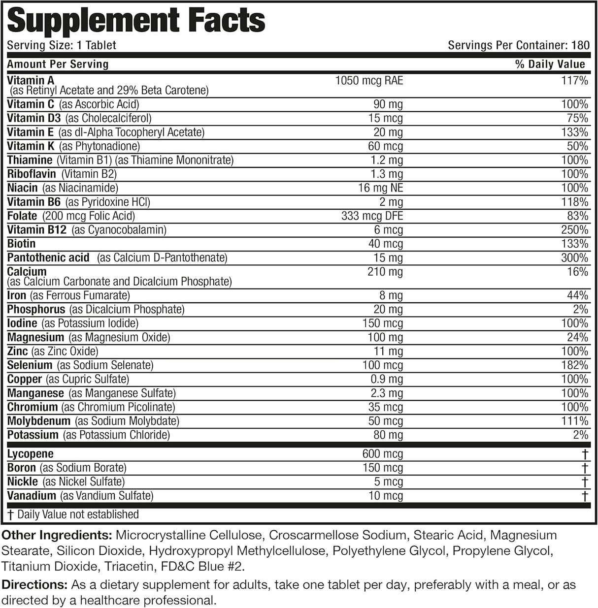 Multivitamínico Completo Bronson ONE para Hombres Activos, 180 Tab.