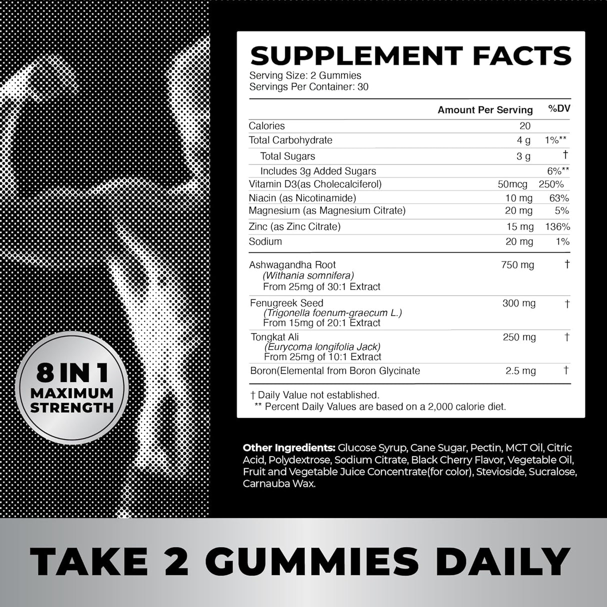 Suplemento de Testosterona para Hombres Test Boost Max 60 Gummies