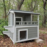 Casa para Gatos Feral Aivituvin, Madera, Balcón y Puerta de Escape