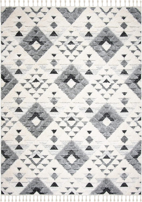 Alfombra Shag Marroquí con Borlas, Diseño Boho, MTS688F
