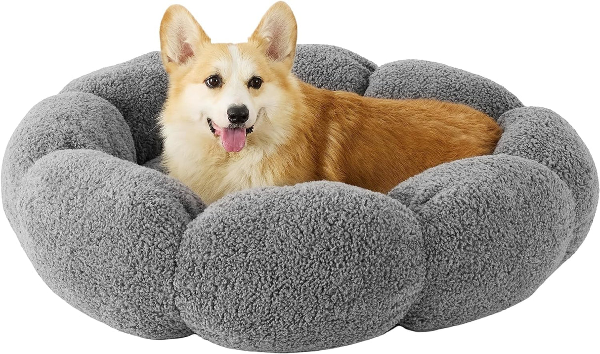 Cama grande calmante para perros antideslizantes de flores
