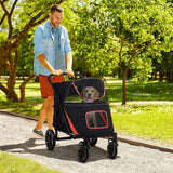 Carrito para perros PawHut, hasta 30 kg, plegable, con ruedas