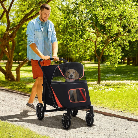 Carrito para perros PawHut, hasta 30 kg, plegable, con ruedas