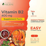 Vitamin B2 Holístico Purely, 400mg, 240 cápsulas veganas