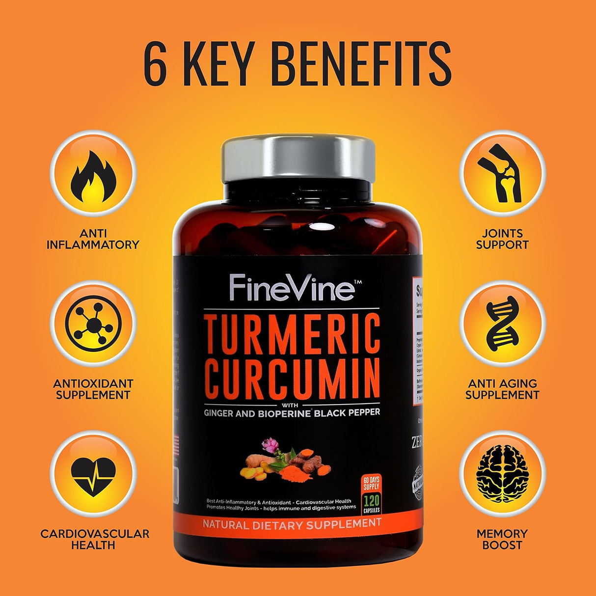 Suplementos Alimenticios de cúrcuma con pimienta negra