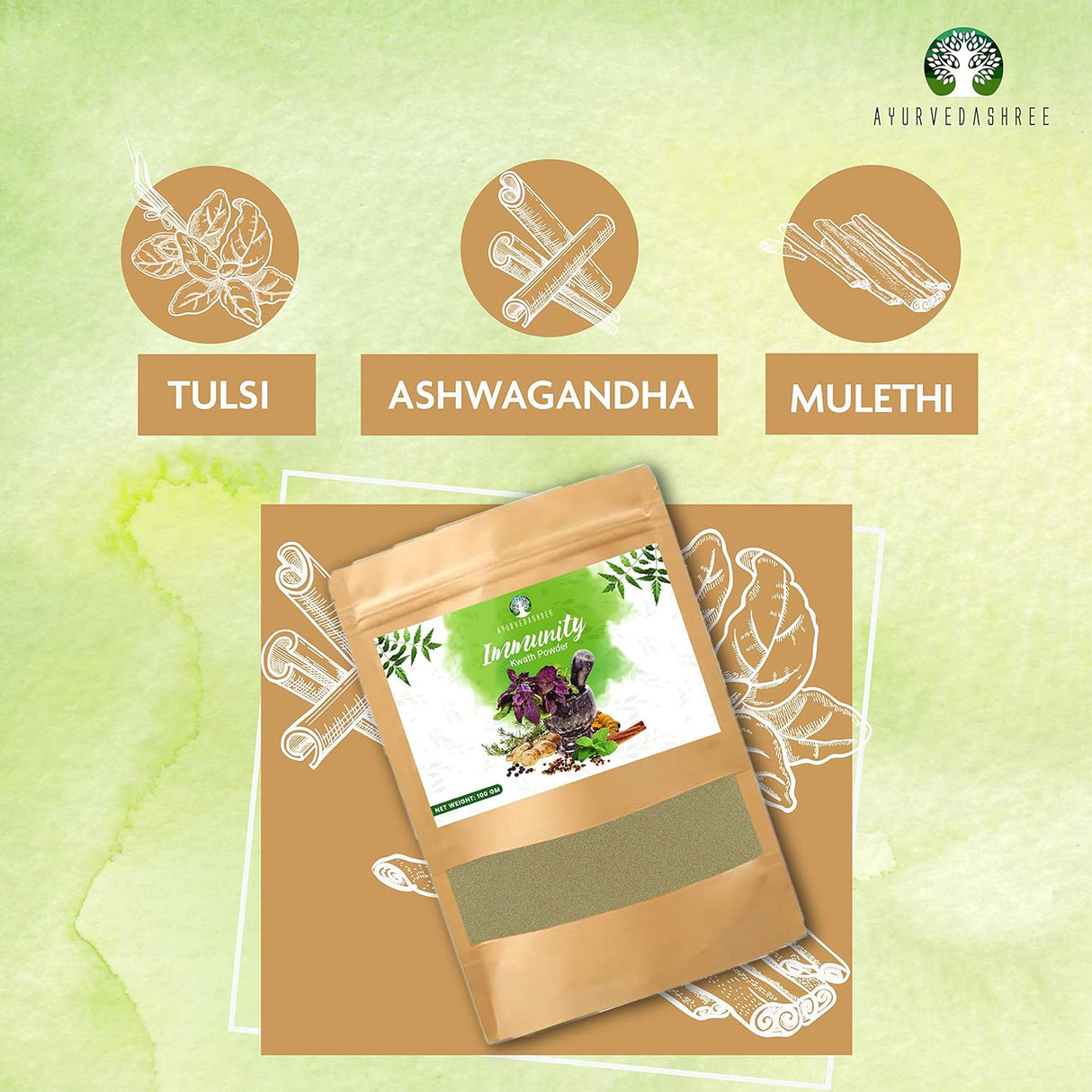 Kawath Ayurvedashree 100g: Giloy, Ashwagandha, Mulethi