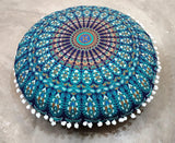 My Dream Carts Fundas de cojín de suelo de 22 pulgadas, solo fundas de cojín, funda de puf para asiento de asiento, cojines decorativos bohemios con mandala, redondo, otomano, dormitorio al aire libre