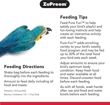 ZuPreem Pure Fun - Alimento para pájaros grandes, 2 libras