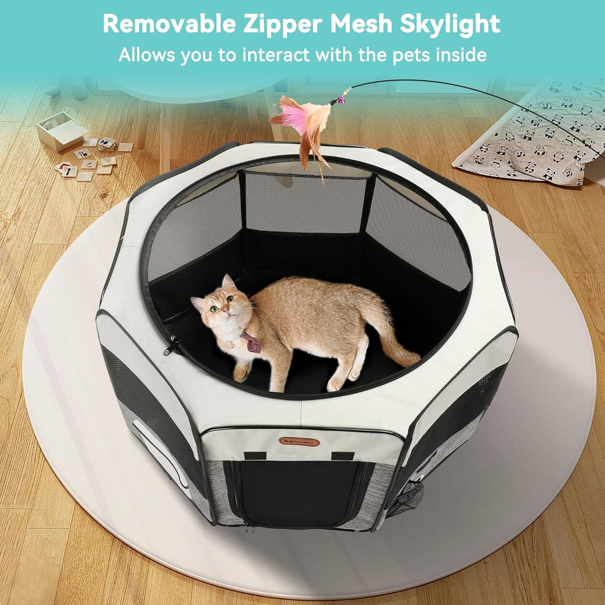 Parque para Mascotas, Portátil, Cubierta de Malla, Modelo X