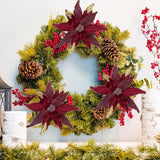 Flores Poinsettia Artificiales para Árbol de Navidad, Set de 4