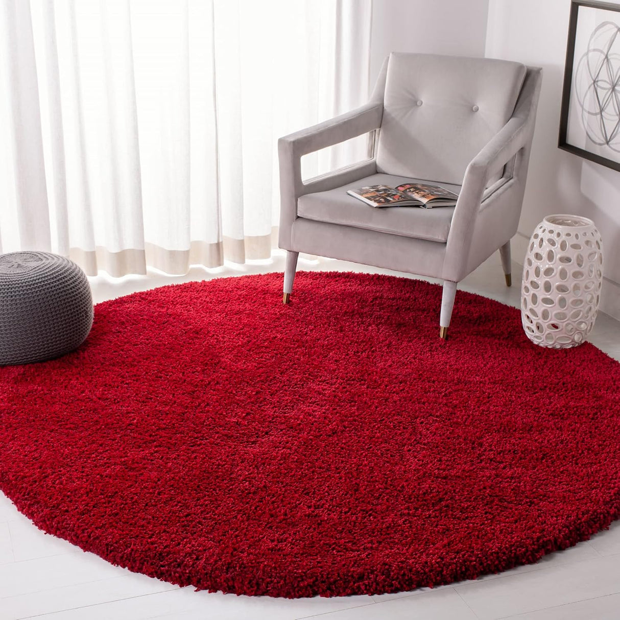 Alfombra redonda de pelo largo 2 pulgadas SG151